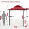 Multi-functional Outdoor Double-Tiered Grill Gazebo Canopy with 2 Side Shelves and 7 Hooks